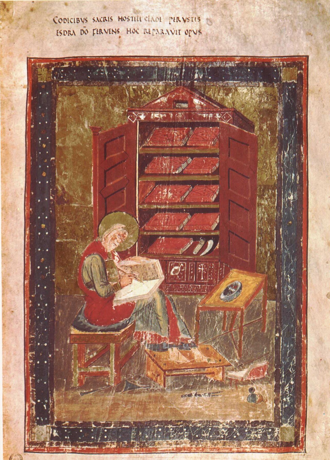 Portrait of Ezra the scribe writing, from the Codex Amiatinus