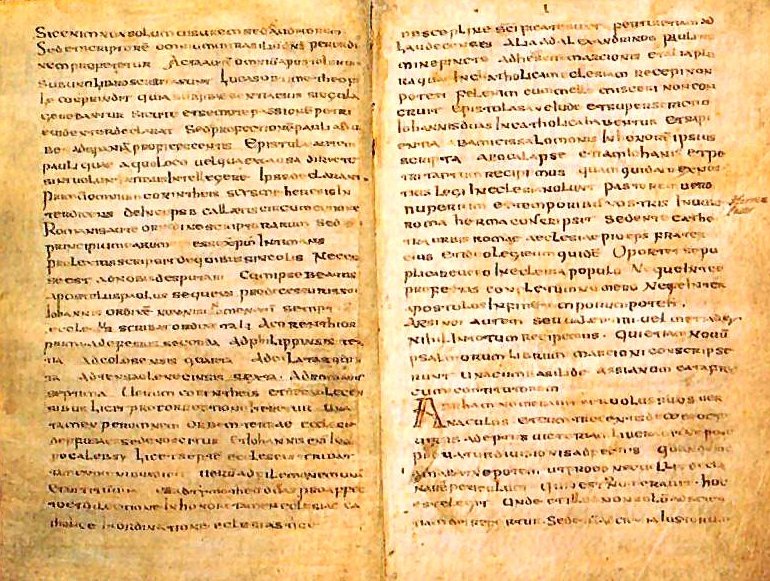 Page of the Muratorian Fragment, the oldest known list of New Testament books